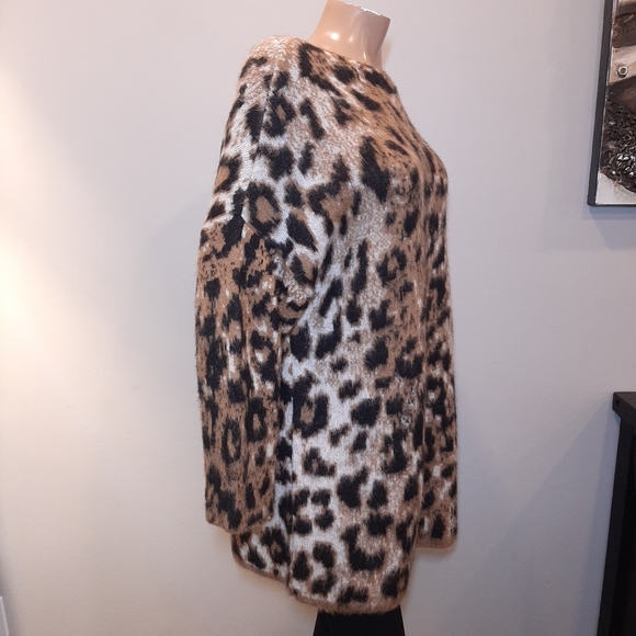 Anthropologie Leopard Tunic Sweater mohair blend LINEAMAGLIA 1X - Picture 8 of 10